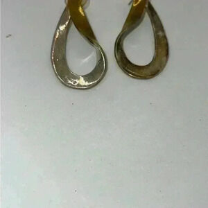 Vintage dangle silver earrings with gold plate